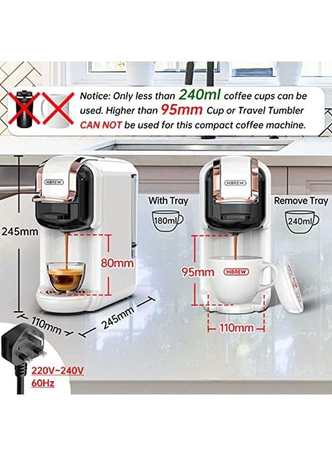 HiBREW - Coffee Maker 5 In 1 Espresso Machine For Capsules Dg* Nes* Original Ground Coffee K Cup* Ese Pod Compatible Cold Hot Mode 600Ml 19 Bar White - Image 1