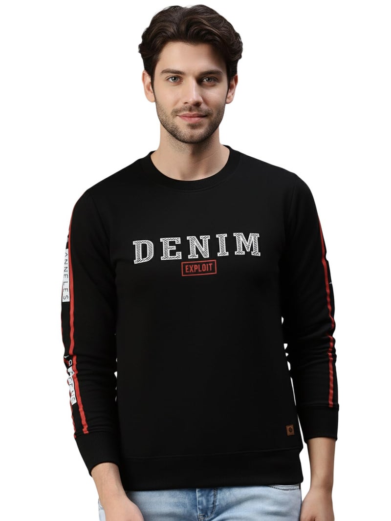 ONN Men's Super Soft Cotton Modern Fit Round Neck Sweatshirt 9002_BLK_XL_1PC - Image 1