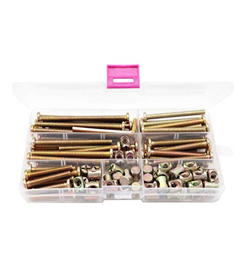binifiMux Baby Bed Crib Screws Hardware Replacement Kit 100pcs 1420 Crib Hardware Screws Barrel Nuts Replacement Kit for Cot Chairs Furniture