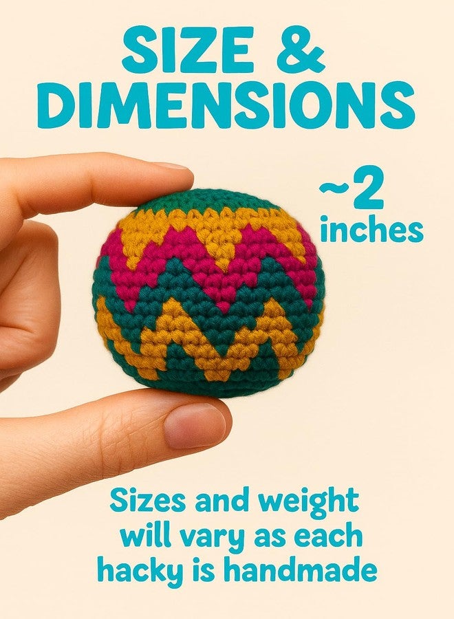 Funny Guy Mugs Hacky Kick Ball Sacks, Multicolored Crochet Assorted Geometric Pattern Hacky Ball, Foot Bag Kick Sack, Indoor and Outdoor Toys for Kids and Adults, Set of 6 - Image 5