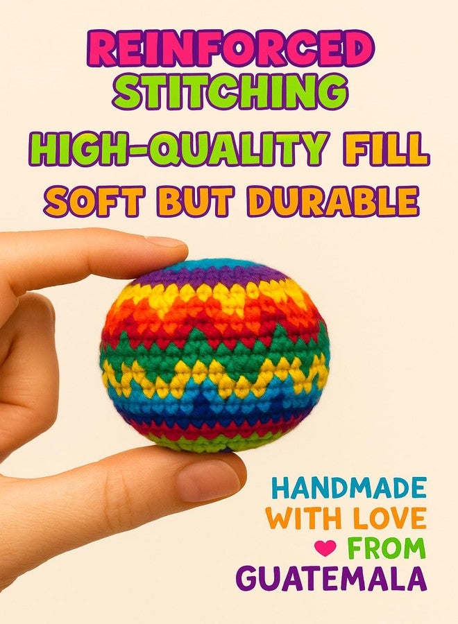 Funny Guy Mugs Hacky Kick Ball Sacks, Multicolored Crochet Assorted Geometric Pattern Hacky Ball, Foot Bag Kick Sack, Indoor and Outdoor Toys for Kids and Adults, Set of 6 - Image 3