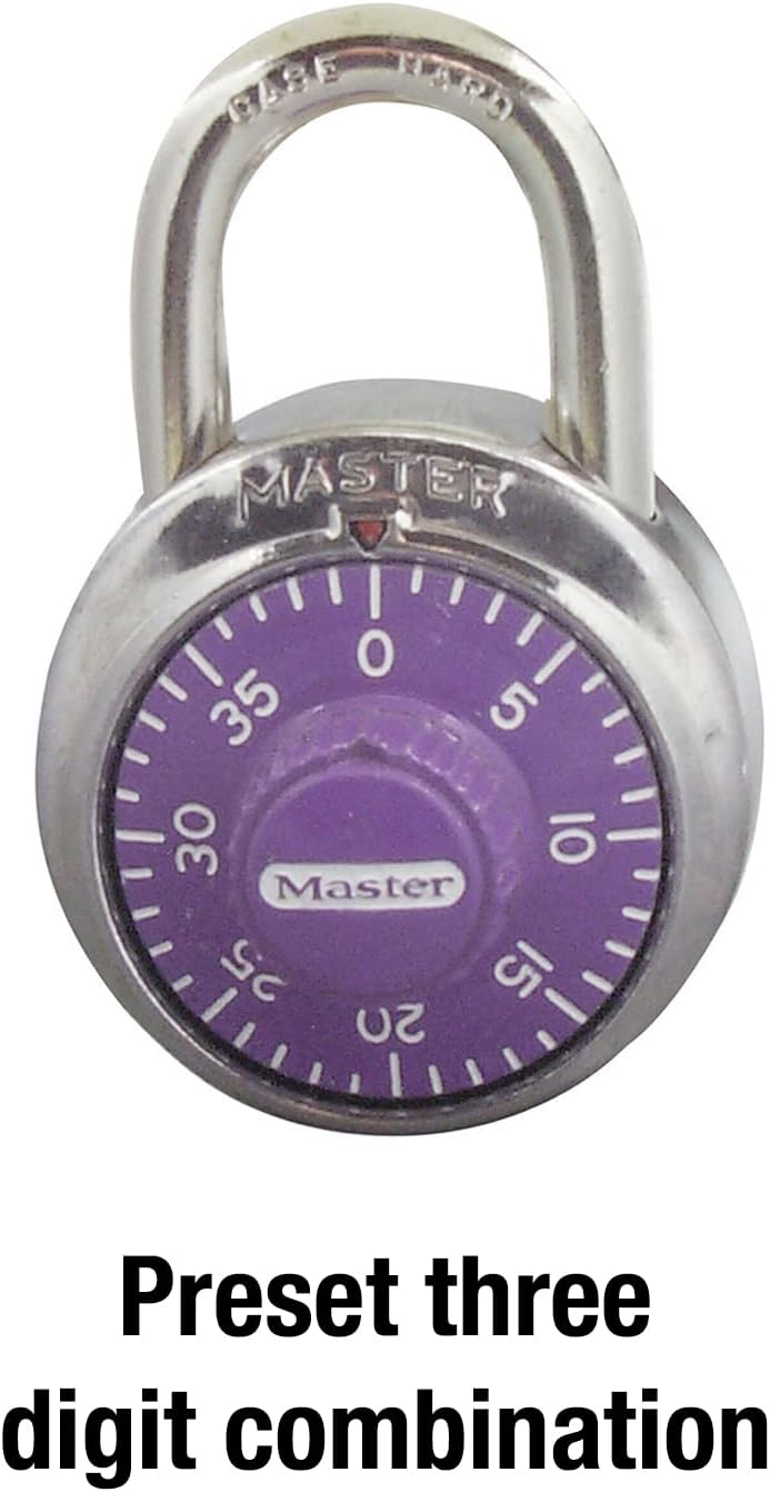 Master Lock 1514D Dial Combination Padlock with Purple Dial and Hardened Steel Shackle - Image 5