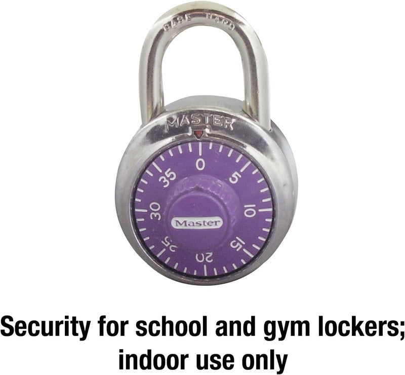 Master Lock 1514D Dial Combination Padlock with Purple Dial and Hardened Steel Shackle - Image 4