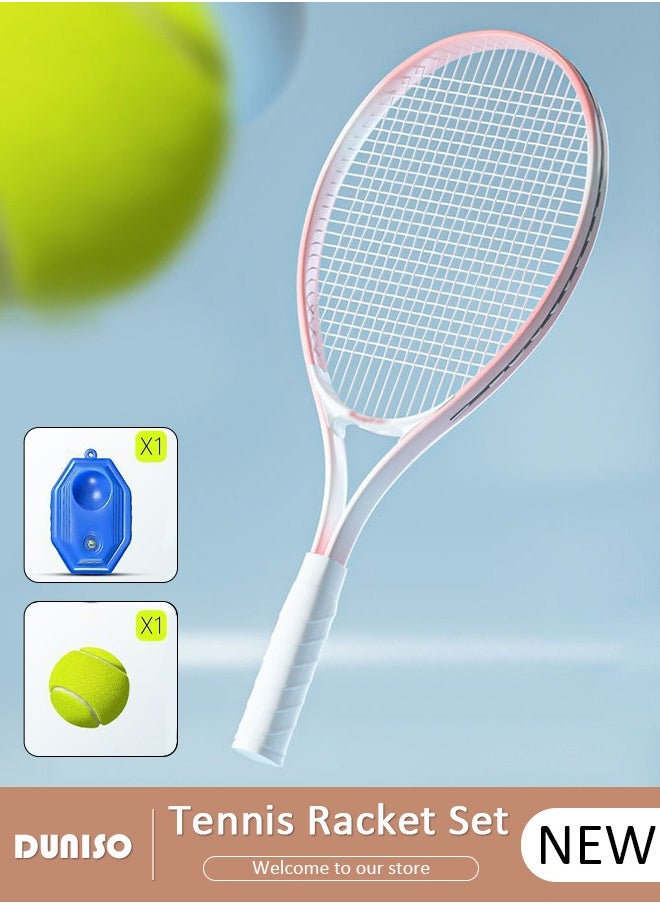 DUNISO - Single Tennis Racket Set for Student Training Tennis and Beginners of 1 Tennis Racquet Lightweight Including 1 Tennis Balls 1 Non-slip Hand Glue 1 Tennis Bag and 1 Water Injection Base - Image 1