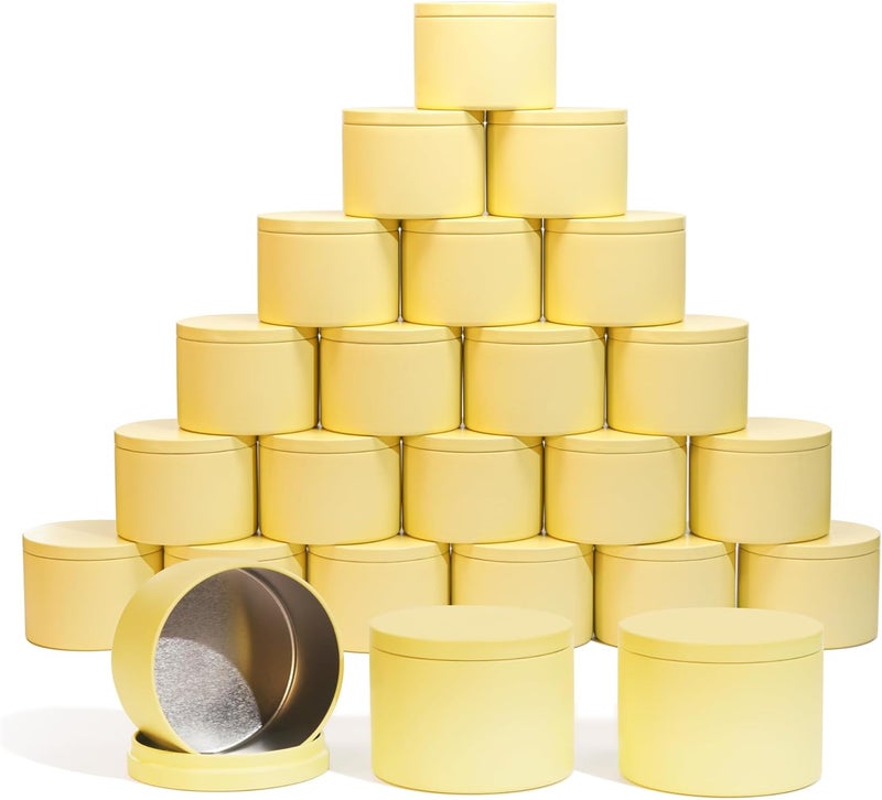 Aroparc Candle Tins 8oz with Lids, 24 Pack Seamless Bulk Candle Containers for Candle Making Supplies Wholesale Empty Candle Jars - Yellow - Image 1
