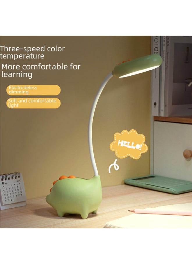Generic - Dinosaur Led Desk Lamp Eye Protection For Reading Studying Usb Rechargeable Small Night Light For Students-Light Source Power:3W-Light Color:Green - Image 1