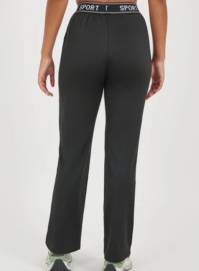 Styli Tape Detail Waistband Straight Pants
