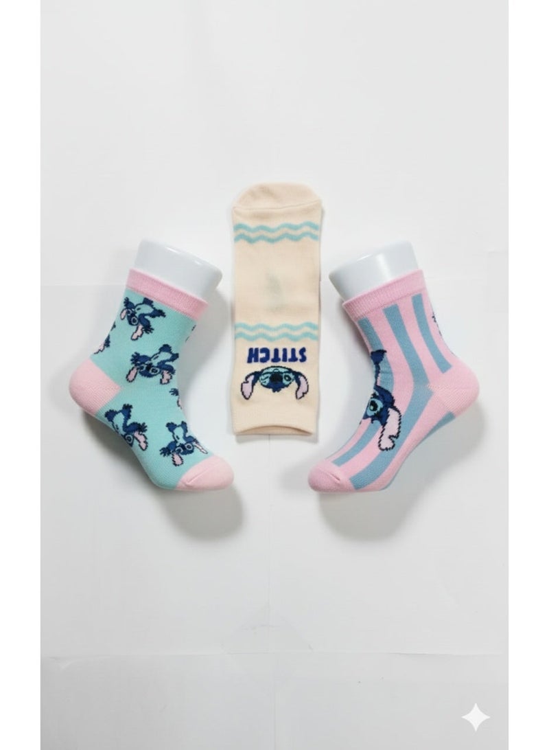 ليلو آند ستيتش 3 أزواج | جوارب كاحل مخيطة 78% قطن | 18% بوليستر | 4% إيلاستين - Image 1
