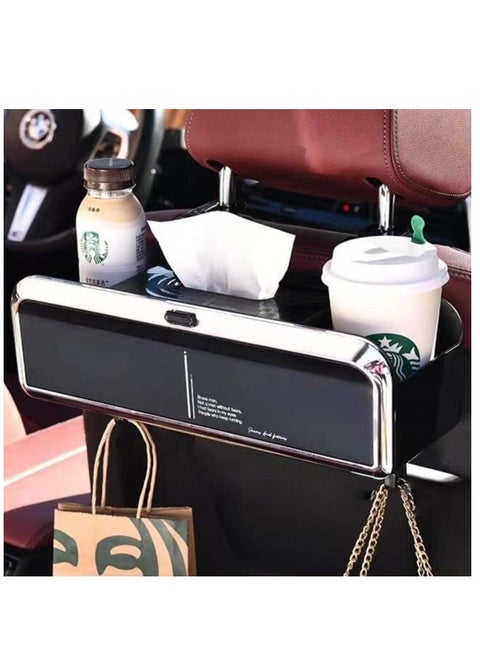 Car Back Seat Organizer with 2 Drink Cup Holder, Tissue Box and Storage Box Hook, Multi-functional Storage, Great for Kids and Travel