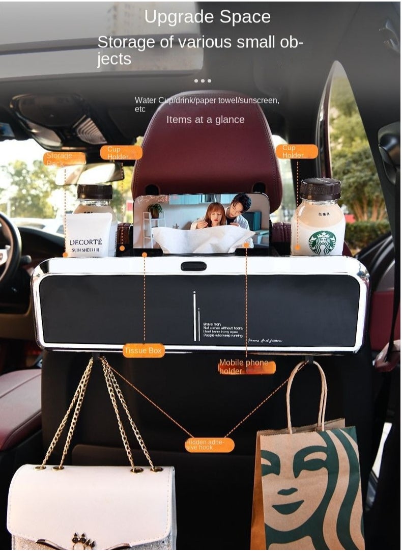 Generic - Car Back Seat Organizer with 2 Drink Cup Holder, Tissue Box and Storage Box Hook, Multi-functional Storage, Great for Kids and Travel - Image 1