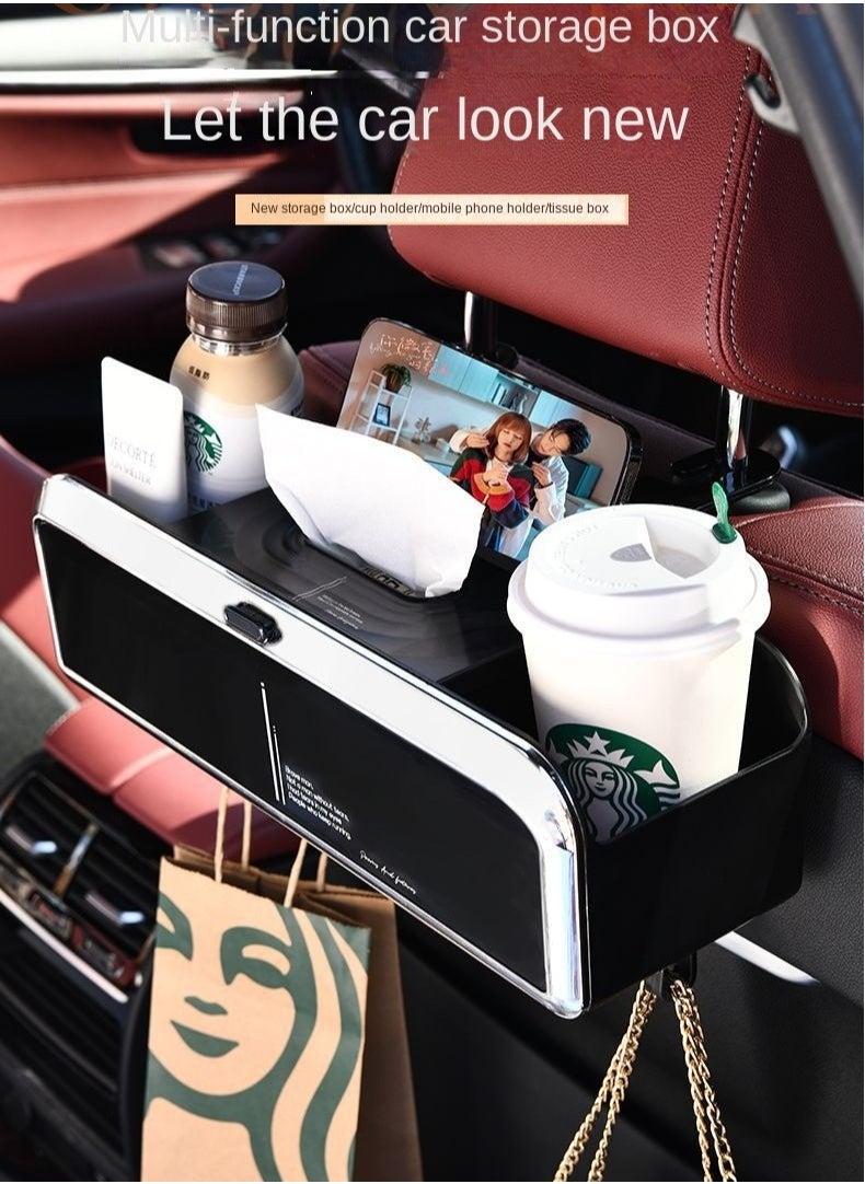 Generic - Car Back Seat Organizer with 2 Drink Cup Holder, Tissue Box and Storage Box Hook, Multi-functional Storage, Great for Kids and Travel - Image 1