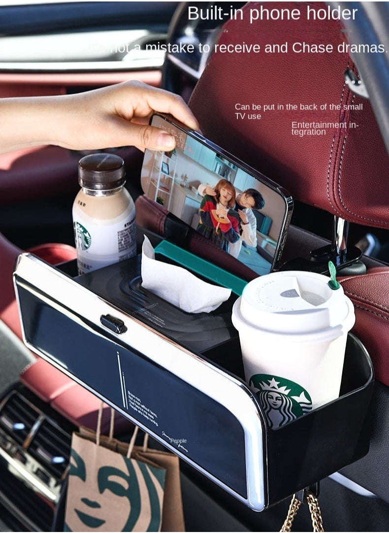 Generic - Car Back Seat Organizer with 2 Drink Cup Holder, Tissue Box and Storage Box Hook, Multi-functional Storage, Great for Kids and Travel - Image 1