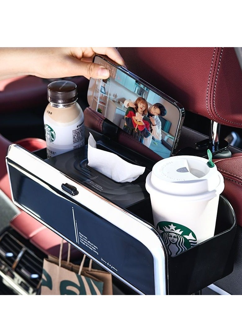 Generic - Car Back Seat Organizer with 2 Drink Cup Holder, Tissue Box and Storage Box Hook, Multi-functional Storage, Great for Kids and Travel - Image 1