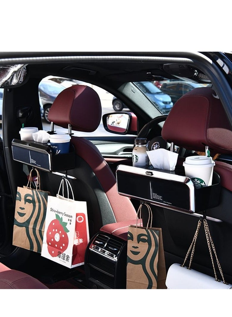 Generic - Car Back Seat Organizer with 2 Drink Cup Holder, Tissue Box and Storage Box Hook, Multi-functional Storage, Great for Kids and Travel - Image 1