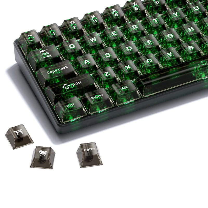HITIME XVX Clear keycaps, Black Transparent Keycaps 60 65 75 100 Percent, Crystal Ceramic Custom Key Cap Set 124 Keys, Cherry Profile, Shine Through, Cute Style for Mechanical Keyboards - Image 1