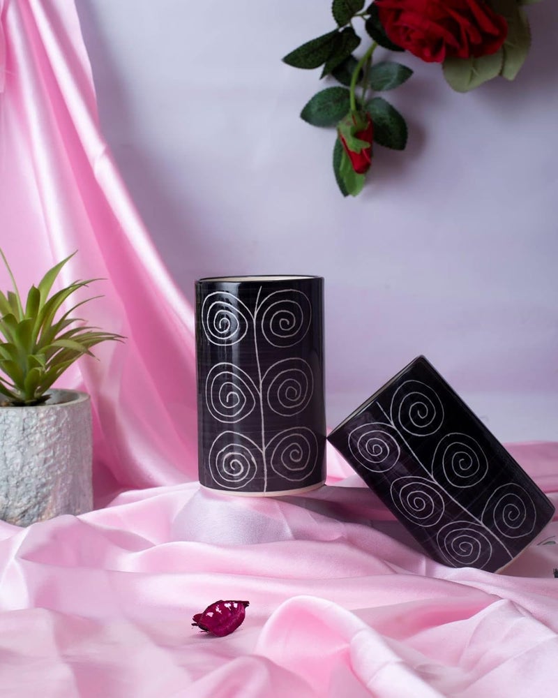 Caffeine Ceramic Handmade Black Doodle Combo Dinner Set (10 pcs.) - Image 4