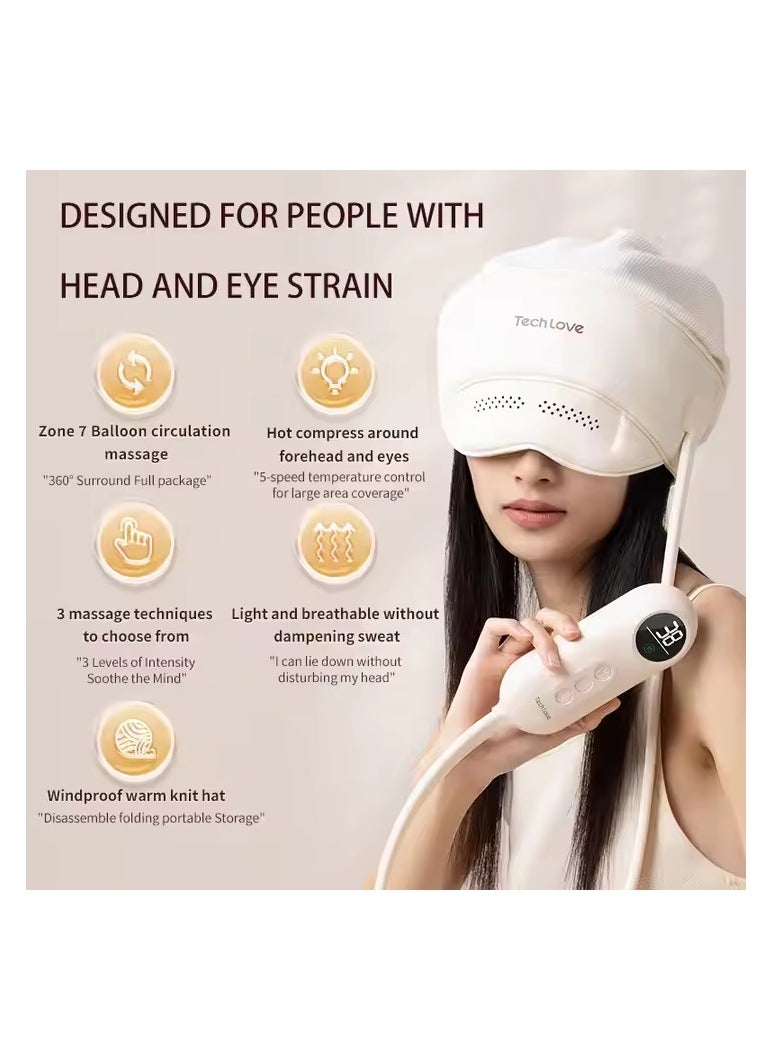 Techlove Techlove 2 in 1 Head Eye Massager Electric Heat Compression Air Pressure Vibrating Ems Eye Massager Helmet Head Scalp Massager  - Image 2