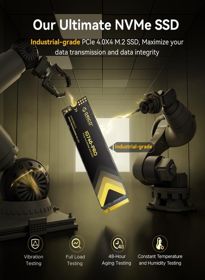 أوريكو قرص صلب صناعي ORICO SSD M.2 NVMe SSD سعة 1 تيرابايت، محرك PCIe 4.0 بسرعة قراءة 7100 ميجابايت/ثانية، TLC NAND، أمان بيانات متقدم ومبدد حراري مبتكر، لأجهزة الكمبيوتر الصناعية والكمبيوتر المحمول الشخصي وPS5 - IG740PRO - Image 3