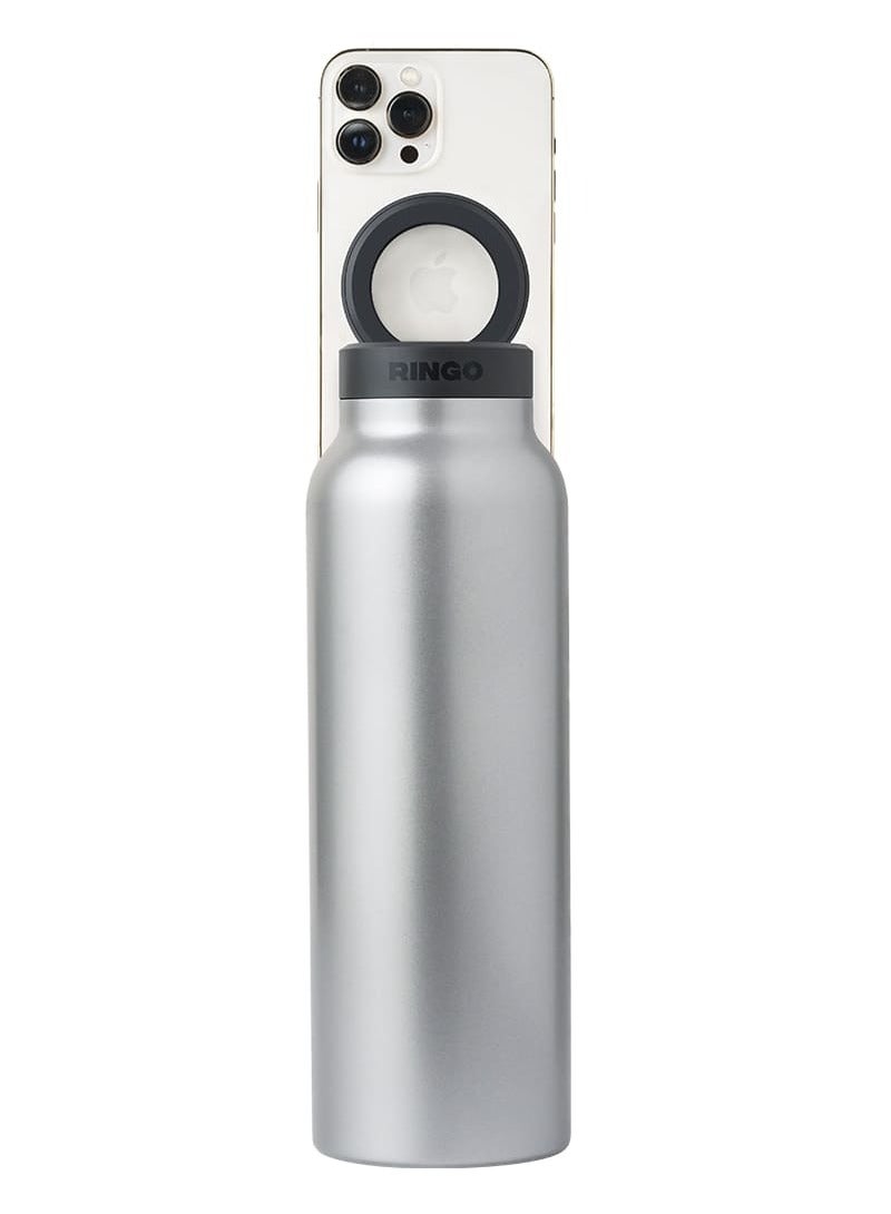 Ringo Water Bottle 32Oz + Free Magnetic Booster Ring | Stainless Steel Hydration Bottle w/ Integrated MagSafe Phone Mount, 12Hrs Hot/24Hrs Cold, BPA-Free, Works w/ All Devices Android & iOS- Stainless  - Image 3