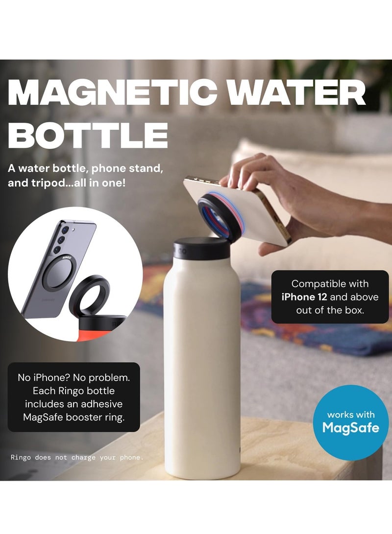 Ringo Water Bottle 32Oz + Free Magnetic Booster Ring | Stainless Steel Hydration Bottle w/ Integrated MagSafe Phone Mount, 12Hrs Hot/24Hrs Cold, BPA-Free, Works w/ All Devices Android & iOS- Stainless  - Image 4