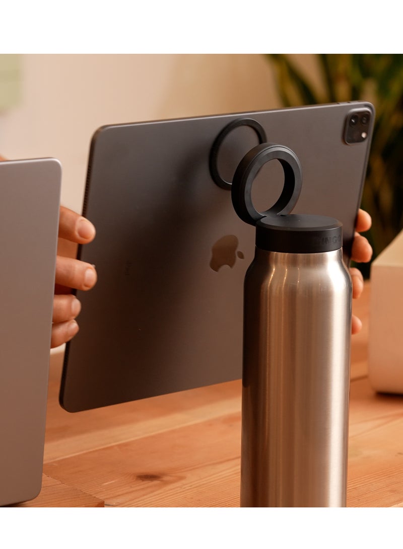 Ringo Water Bottle 32Oz + Free Magnetic Booster Ring | Stainless Steel Hydration Bottle w/ Integrated MagSafe Phone Mount, 12Hrs Hot/24Hrs Cold, BPA-Free, Works w/ All Devices Android & iOS- Stainless  - Image 5
