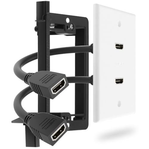 YOEMELY 8K HDMI Wall Plate in White, 2 Port, 2 Pack, HDMI Outlet Wall Plate with HDMI Wall Outlet Cable to Support 8K 60Hz and 4K 120Hz, Low Voltage Bracket for Drywall Mount - Image 4