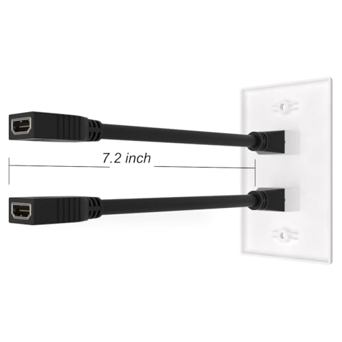 YOEMELY 8K HDMI Wall Plate in White, 2 Port, 2 Pack, HDMI Outlet Wall Plate with HDMI Wall Outlet Cable to Support 8K 60Hz and 4K 120Hz, Low Voltage Bracket for Drywall Mount - Image 5