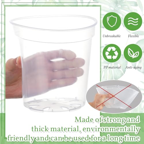 Vesici 12 Pcs 5/7/9 Inch Large Size Clear Nursery Pots Variety Pack Plant Pots with Drainage Holes Planters for Indoor Plants Flexible Transparent Plastic Plant Bottle Succulents - Image 3