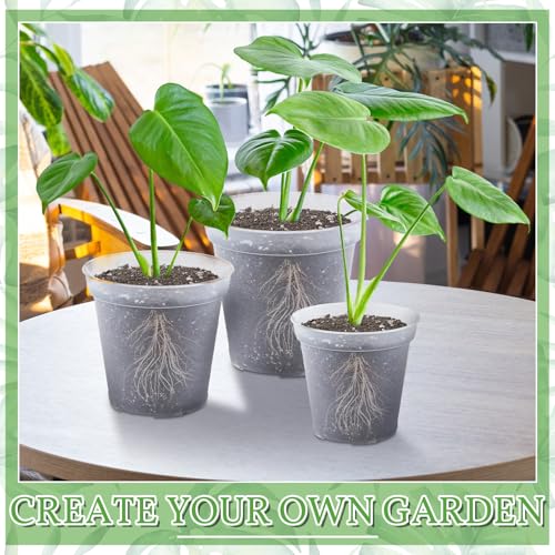 Vesici 12 Pcs 5/7/9 Inch Large Size Clear Nursery Pots Variety Pack Plant Pots with Drainage Holes Planters for Indoor Plants Flexible Transparent Plastic Plant Bottle Succulents - Image 5