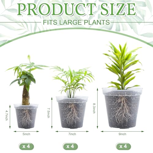 Vesici 12 Pcs 5/7/9 Inch Large Size Clear Nursery Pots Variety Pack Plant Pots with Drainage Holes Planters for Indoor Plants Flexible Transparent Plastic Plant Bottle Succulents - Image 2