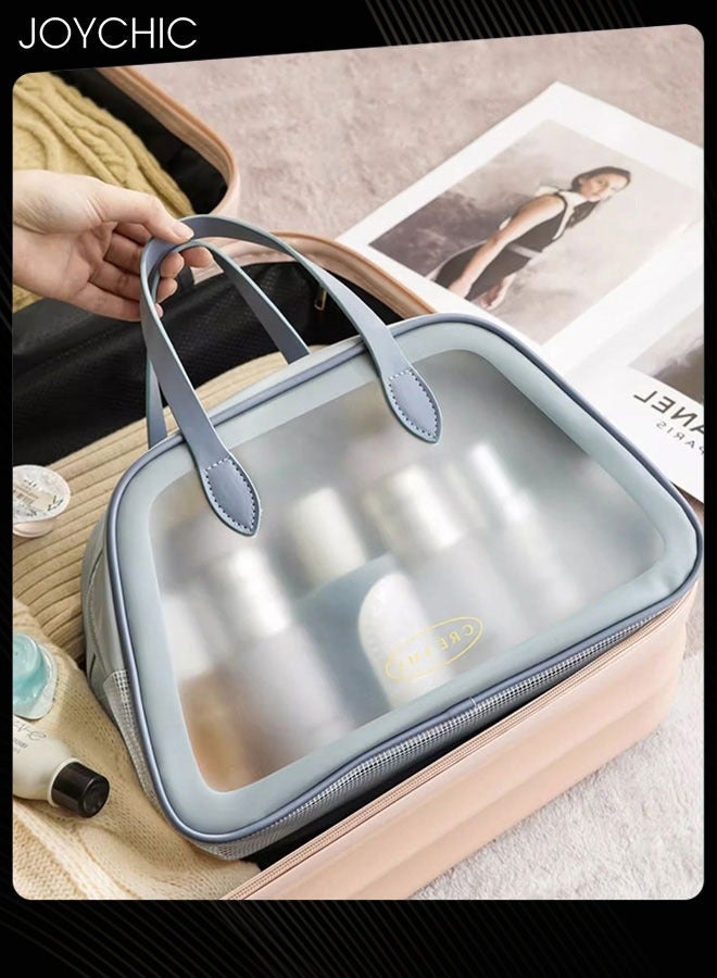 Joychic Sweet Style Women Dry and Wet Separation Cosmetic Bag PVC Toiletry Bag PU Waterproof Handbag Large Capacity Travel Swimming Bathroom Portable Storage Bag  - Image 2