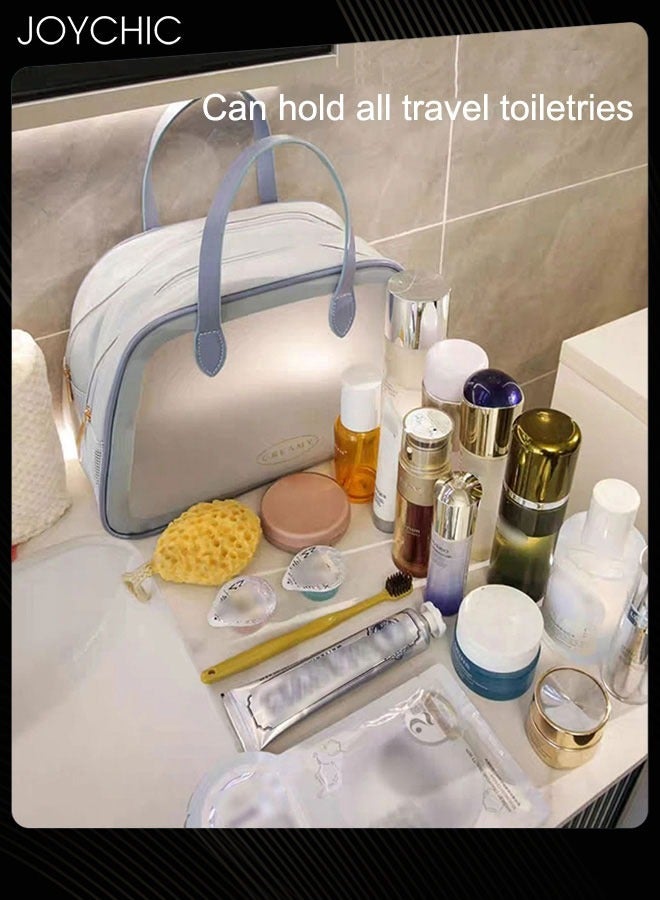 Joychic Sweet Style Women Dry and Wet Separation Cosmetic Bag PVC Toiletry Bag PU Waterproof Handbag Large Capacity Travel Swimming Bathroom Portable Storage Bag  - Image 3