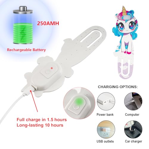 ZOCALOK Rechargeable Book Light, Lightweight Reading Light, Eye-Caring LED Bookmark Light with 3 Adjustable Modes, Portable Clip-On for Kids Bedtime Stories-1Pack - Image 5
