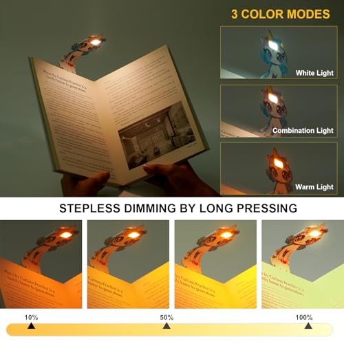 ZOCALOK Rechargeable Book Light, Lightweight Reading Light, Eye-Caring LED Bookmark Light with 3 Adjustable Modes, Portable Clip-On for Kids Bedtime Stories-1Pack - Image 2