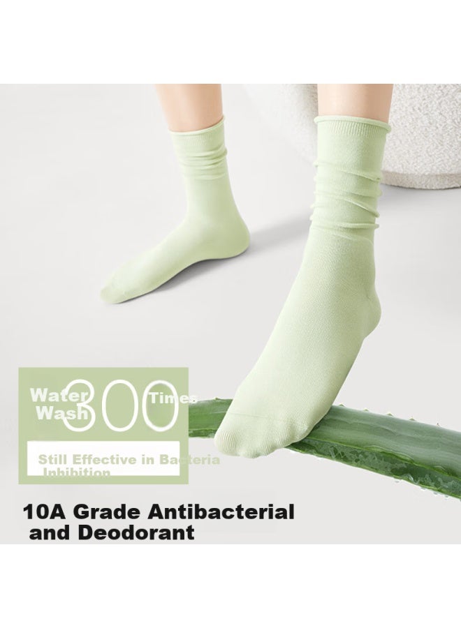 B&C.ROOM Cotton Bamboo House Aloe Moisturizing Essential Oil Pile Pile Socks Women's Pure Cotton Summer Thin New Explosive Model Maternity Long Socks 4 Pairs - Image 1