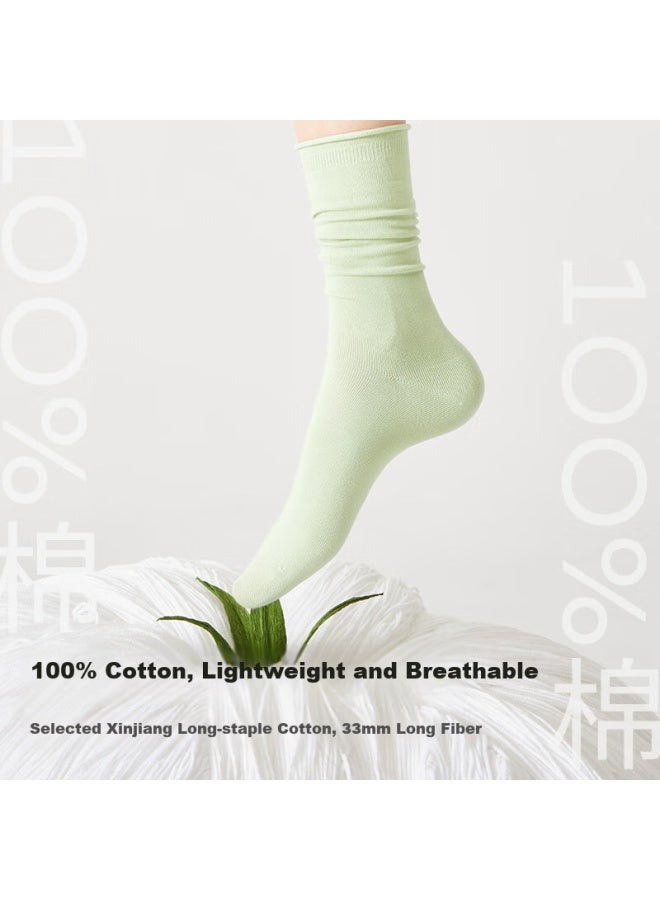 B&C.ROOM Cotton Bamboo House Aloe Moisturizing Essential Oil Pile Pile Socks Women's Pure Cotton Summer Thin New Explosive Model Maternity Long Socks 4 Pairs - Image 2