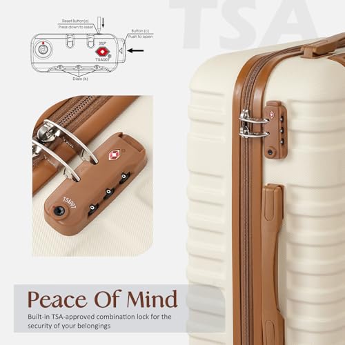 COOLIFE Luggage Carry On Luggage Suitcase Softside Wheeled Luggage Lightweight Rolling Travel Bag, White, 3 Piece Set (DB/TB/20), Luggage Set with Bags - Image 3