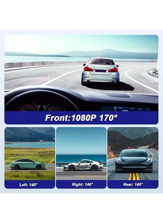 Night Vision Dash Cam 4 Channel with LED Display Physical Buttons 24 7 Parking Monitor Rechargeable Battery Car Power Rearview System Modern Vehicle Accessory Model F410 - Image 4