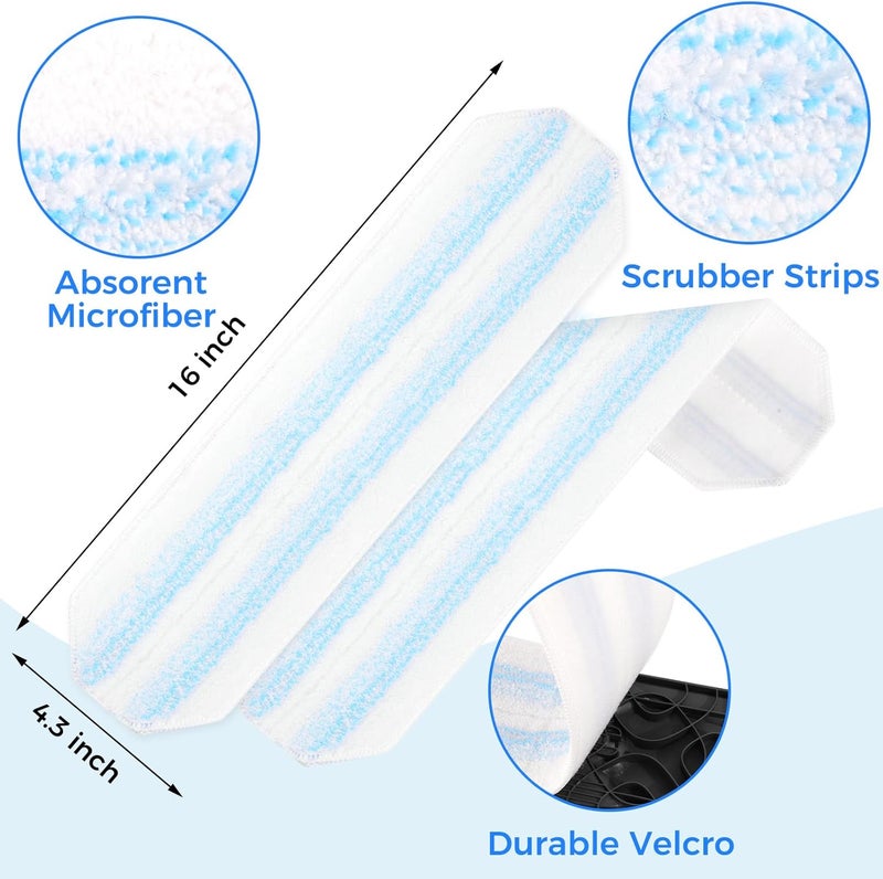 wlich Mop Refills Compatible with O-Cedar H2prO Flat Mop System, 4 Pack Microfiber Mop Replacement Pads | Machine Washable & Reusable | 16 Inch | Designed for Hardwood Tile Laminate Floors - Image 3