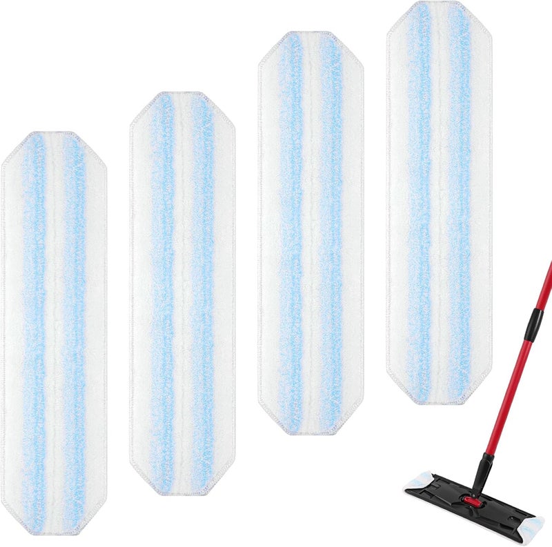 wlich Mop Refills Compatible with O-Cedar H2prO Flat Mop System, 4 Pack Microfiber Mop Replacement Pads | Machine Washable & Reusable | 16 Inch | Designed for Hardwood Tile Laminate Floors - Image 1
