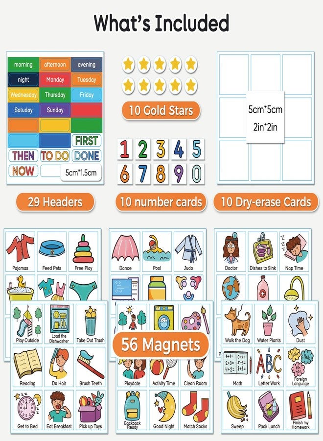 Nixroork Magnetic Visual Schedule for Kids - Daily Routine & Chore Chart with 100+ Picture Magnets for Toddlers, Autism & ADHD, for Home Use, Morning and Bedtime Routines - Image 3