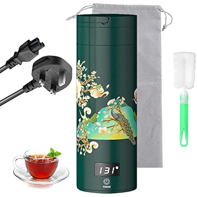 MAKINGTEC Portable Travel Kettle With 4 Temperature Settings Travel Electric Tea Kettle 304 Stainless Steel Personal Hot Water Boiler Auto Off Small Kettle For Travel And Coffee Gift Women Green Peacock - Image 1