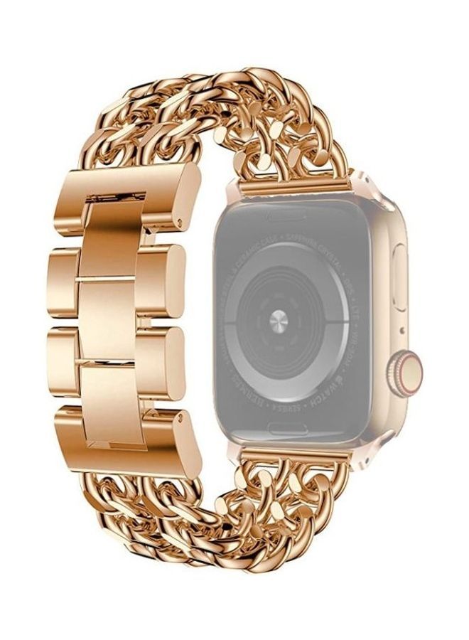 NIBEMINENT Metal Cowboy Replacement Strap Watchband For Apple Watch Series 7/6/SE/5/4/3/2/1 42/44/45mm Rose Gold  - Image 1