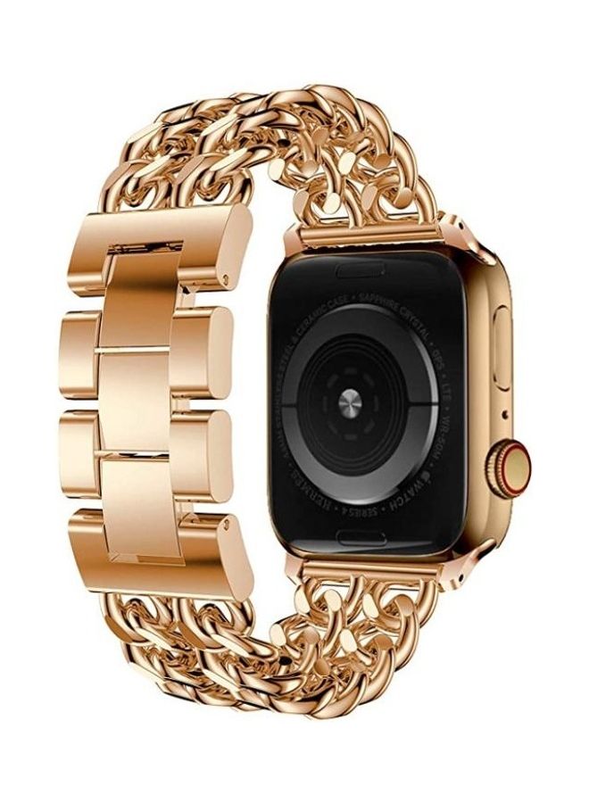 NIBEMINENT Metal Cowboy Replacement Strap Watchband For Apple Watch Series 7/6/SE/5/4/3/2/1 42/44/45mm Rose Gold  - Image 4