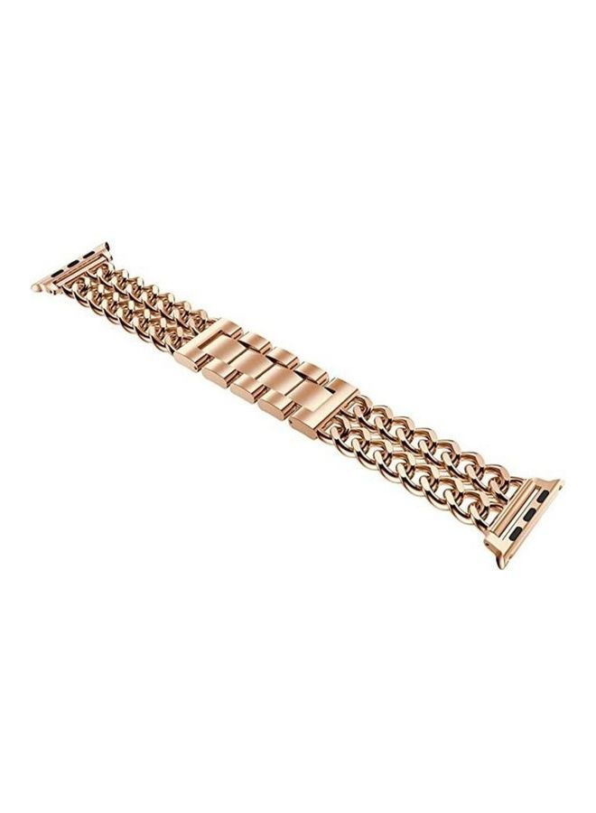 NIBEMINENT Metal Cowboy Replacement Strap Watchband For Apple Watch Series 7/6/SE/5/4/3/2/1 42/44/45mm Rose Gold  - Image 2