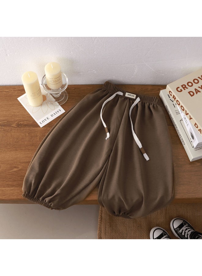 Children's Trousers Summer New Korean Loose Version Boys And Girls Solid Color Casual Anti-mosquito Pants Baby's Light Plate Ankle Pants
