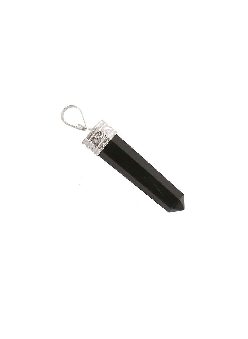 REBUY REBUY Black Tourmaline Pendant Crystal Healing Gemstone Pendant Tourmaline Stone Pendant Jewelry for Men & Women, Color Black, Size 3 Centimeters.  - Image 1