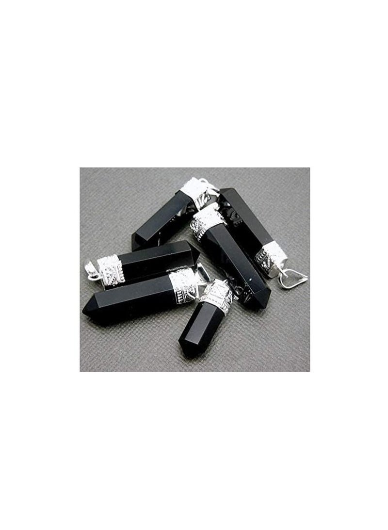 REBUY REBUY Black Tourmaline Pendant Crystal Healing Gemstone Pendant Tourmaline Stone Pendant Jewelry for Men & Women, Color Black, Size 3 Centimeters.  - Image 3
