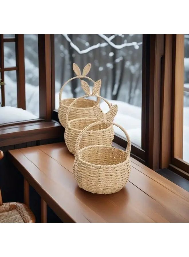 Easter Bunny Gift Basket Handwoven Rabbit Basket For Celebrations Wedding Favors - Image 4