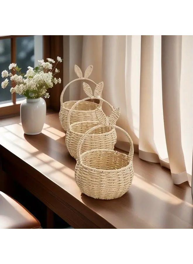 Easter Bunny Gift Basket Handwoven Rabbit Basket For Celebrations Wedding Favors - Image 1